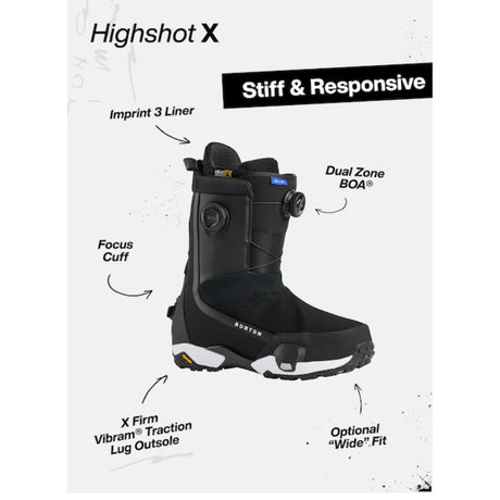 Burton Burton Men's Highshot X Step On Boa Snowboard Boots - Black Black 9 Mens Snowboard Boa Boots 6 to 15 US Mens size