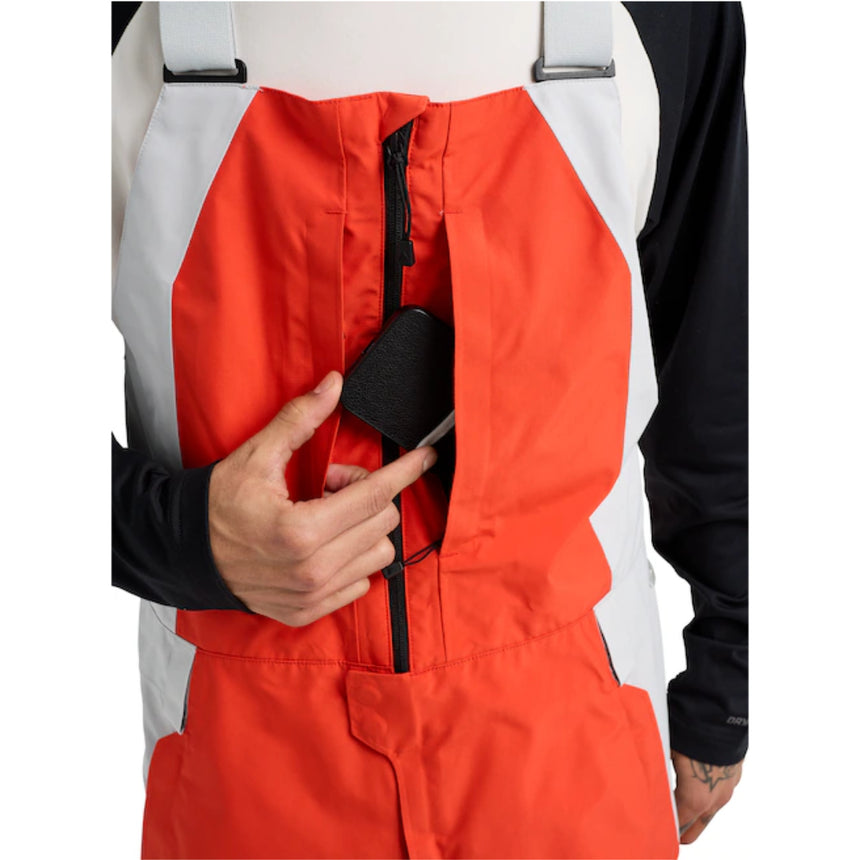 Burton Men's Reserve Gore Tex 2L Bib Snowpants-Fiesta Red/Gray Cloud