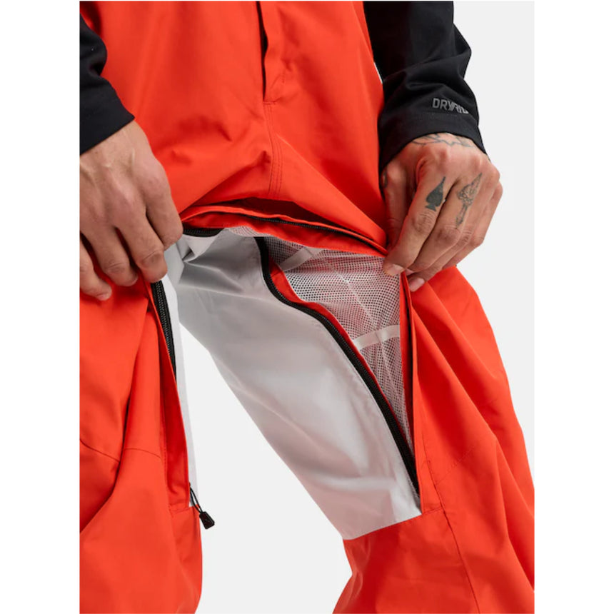 Burton Men's Reserve Gore Tex 2L Bib Snowpants-Fiesta Red/Gray Cloud