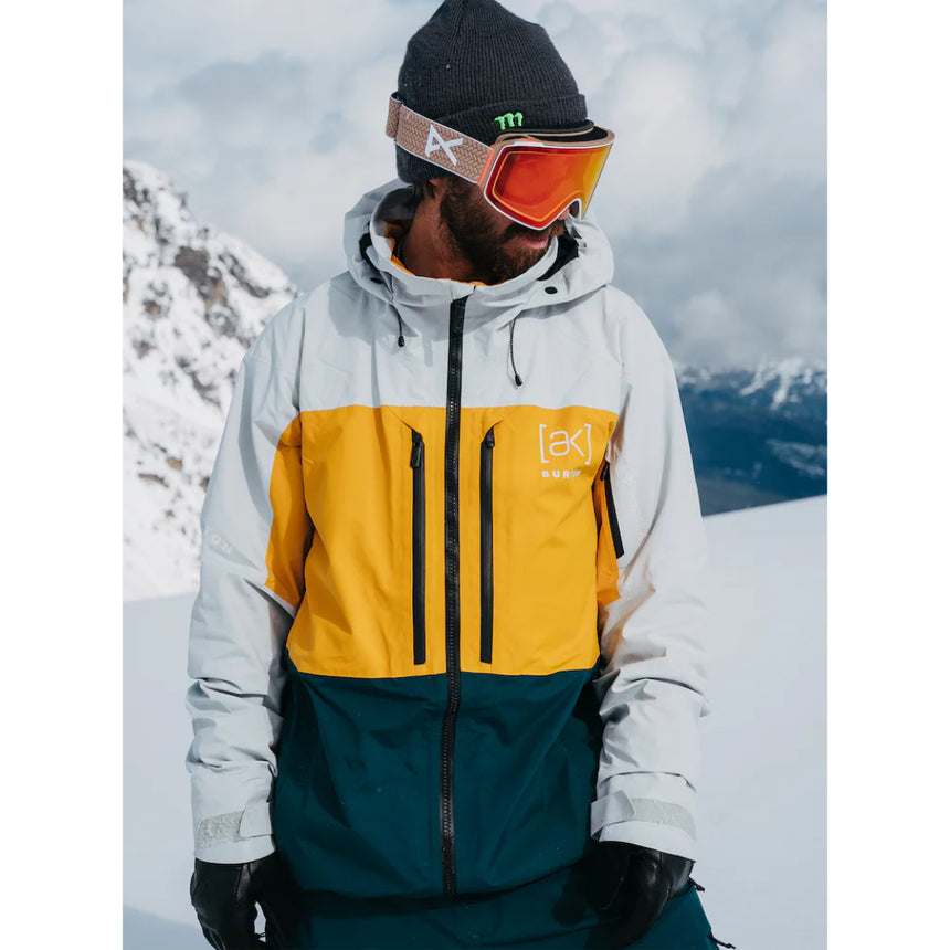 Burton Men's [ak] Swash GORE‑TEX 2L Jacket - Gray Cloud/Golden Rod/Deep Emerald