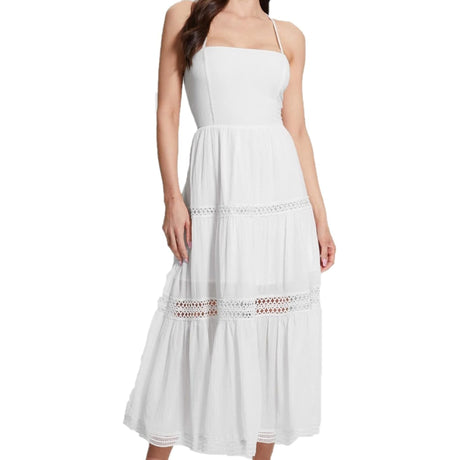 Guess Guess Women's Lace Up Long Safa Dress White S Womens Long Dresses