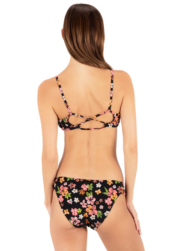 Hurley Hurley Women's Max Hibiscus Dream Moderate Bottom - Black Floral Black Floral S Womens Bikini Bottoms