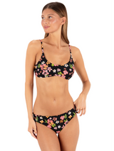 Hurley Hurley Women's Max Hibiscus Dream Moderate Bottom - Black Floral Black Floral S Womens Bikini Bottoms