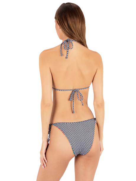 Hurley Hurley Women's Reversible Pacific Night V Front Tie Side Cheeky Bottom - Tropical Geo Tropical Geo S Womens Bikini Bottoms