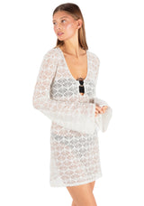 shopnomads Hurley Womens Shell Crochet Ring Dress Egret S