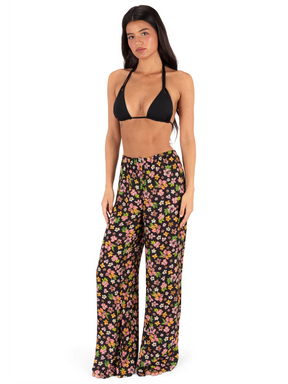 Hurley Hurley Women's Hibiscus Dream Beach Pant - Black Floral Black Floral S Womens Pants and Jeans