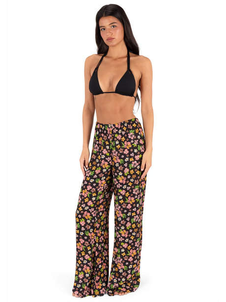 Hurley Hurley Women's Hibiscus Dream Beach Pant - Black Floral Black Floral S Womens Pants and Jeans