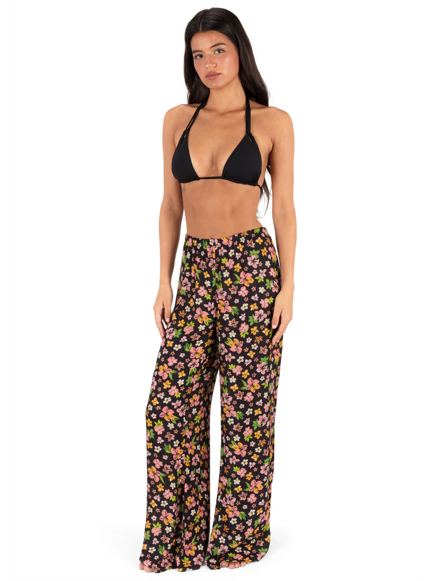 Hurley Hurley Women's Hibiscus Dream Beach Pant - Black Floral Black Floral S Womens Pants and Jeans