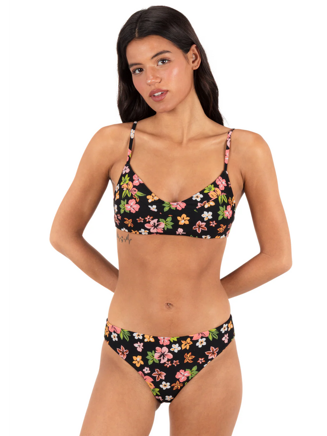 Hurley Hurley Women's Max Hibiscus Dream Bralette - Black Floral Black Floral S Womens Bikini Tops