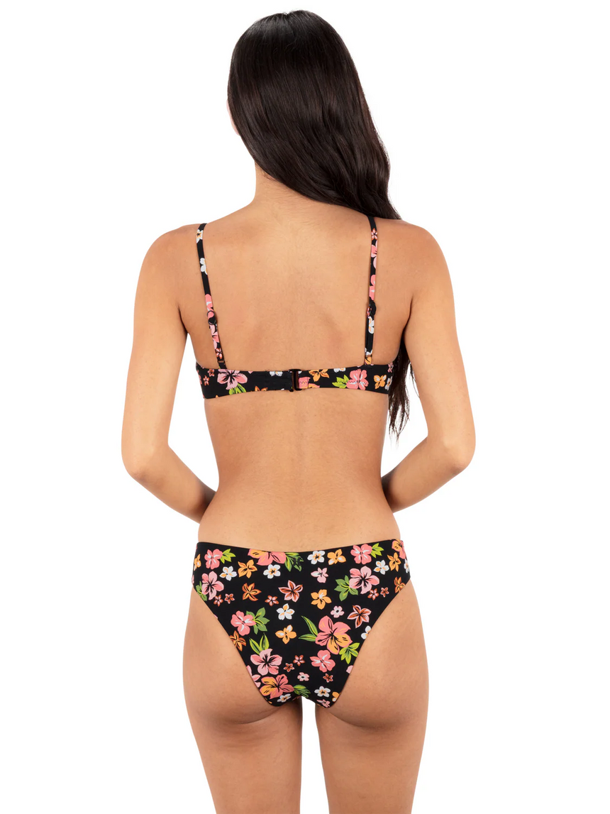 Hurley Hurley Women's Max Hibiscus Dream Bralette - Black Floral Black Floral S Womens Bikini Tops