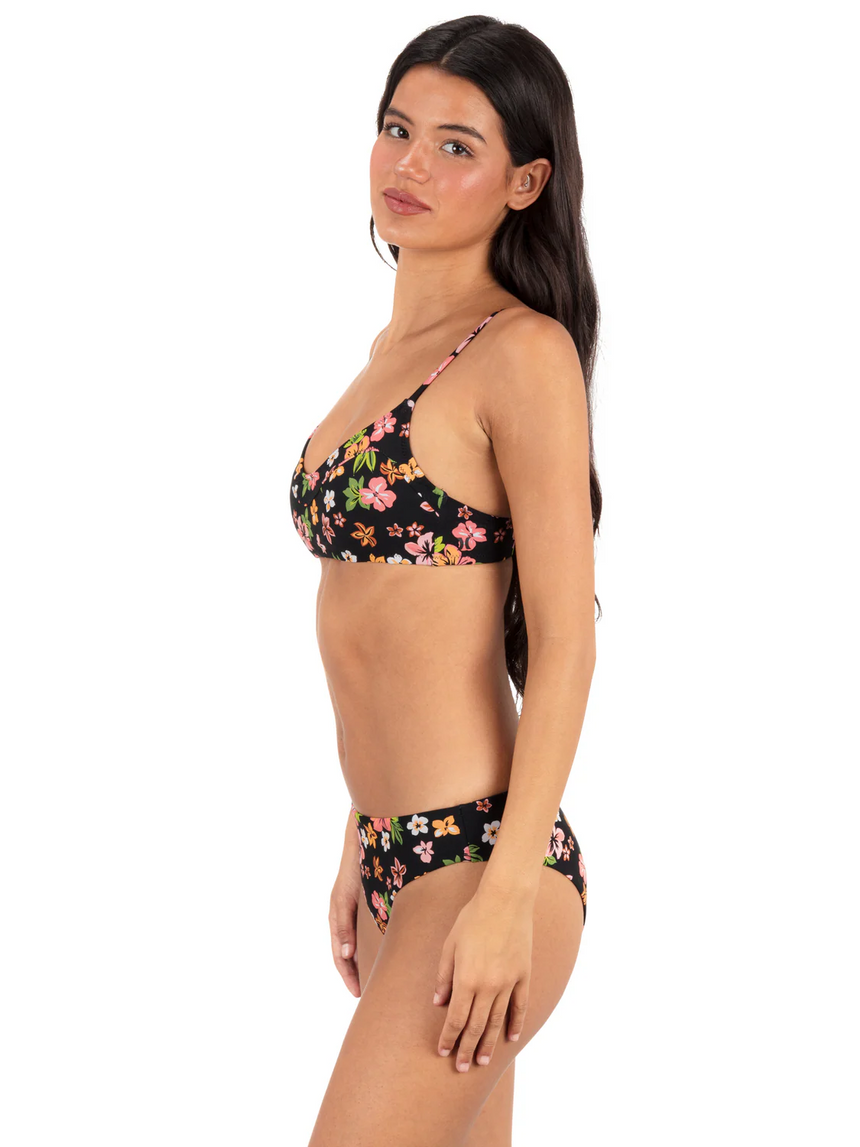 Hurley Hurley Women's Max Hibiscus Dream Bralette - Black Floral Black Floral S Womens Bikini Tops