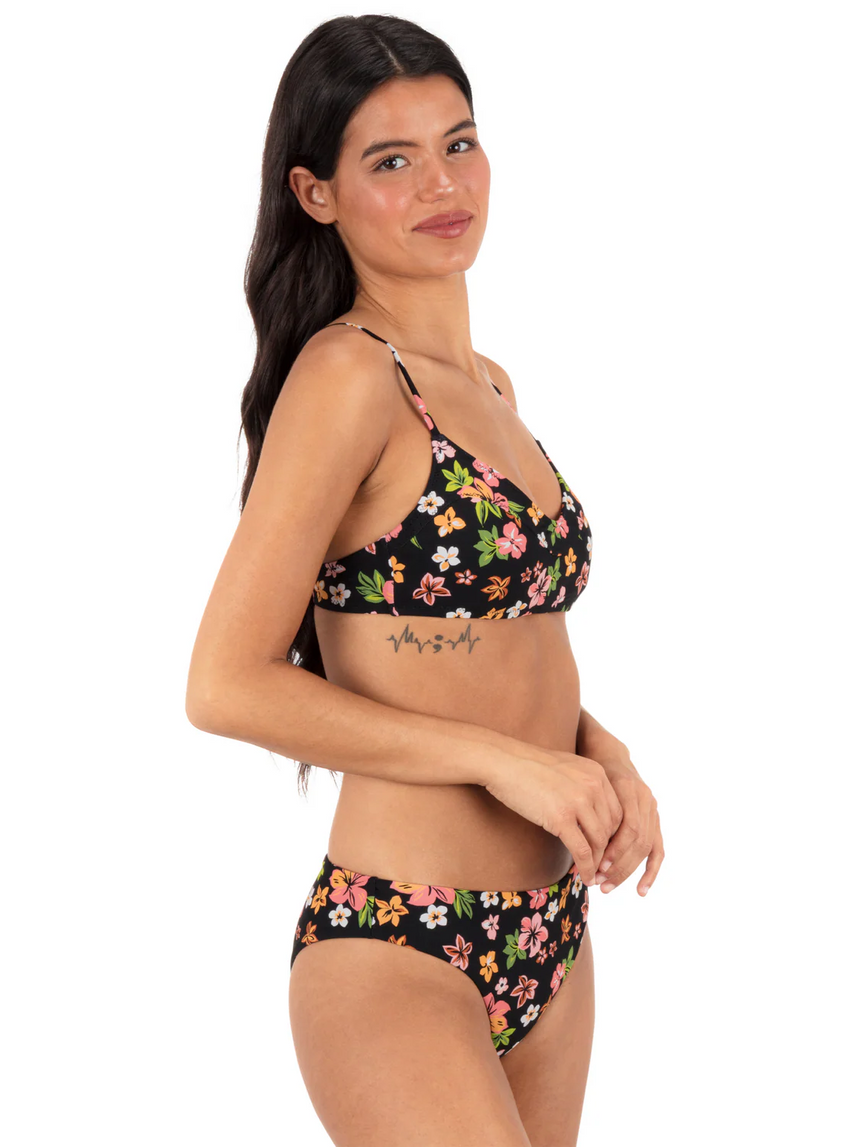 Hurley Hurley Women's Max Hibiscus Dream Bralette - Black Floral Black Floral S Womens Bikini Tops