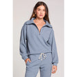 Saltwater Luxe Saltwater Luxe Women's Half Zip Seam Pullover - Worn Blue Worn Blue XS Womens Pull Over Hoodies