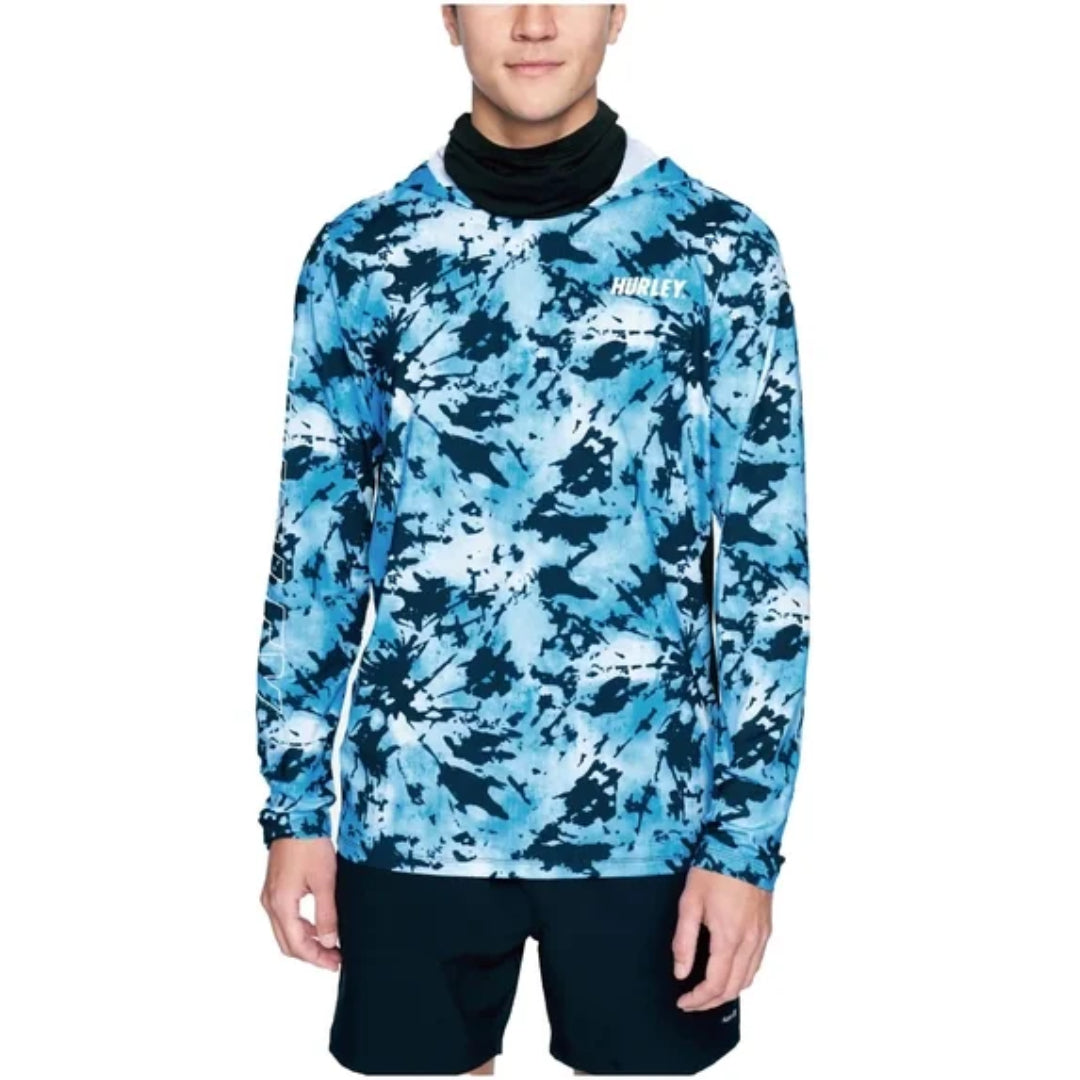 Hurley Hurley Men's H2O-DRI Atticus Haleiwa UPF Long Sleeve Hoodie Blue Glaze/ White S Mens Pullover Hoodies