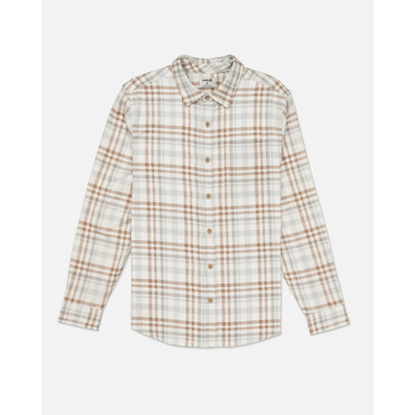 Hurley Hurley Men's Portland Organic Flannel Long Sleeve Pebble M Mens Button Up Long Sleeve Shirts