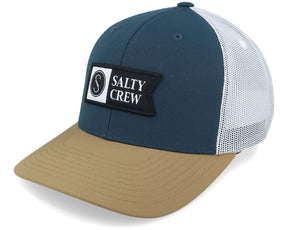 Salty Crew Salty Crew Men's Pinnacle 2 Retro Trucker Hat Military/Silver 1SZ Mens Hats Curved Brim