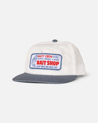 Salty Crew Salty Crew Men's Bait Shop Trucker Hat Off White 1SZ Mens Hats Flat Brim