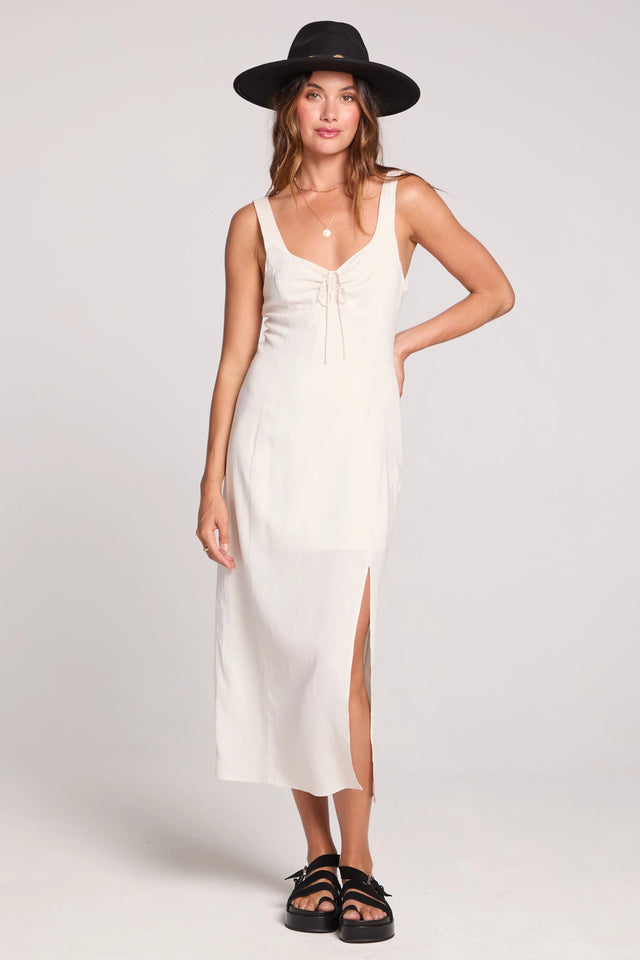 Saltwater Luxe Saltwater Luxe Women's Woven Tank Midi Dress - Ecru Ecru S Womens Long Dresses