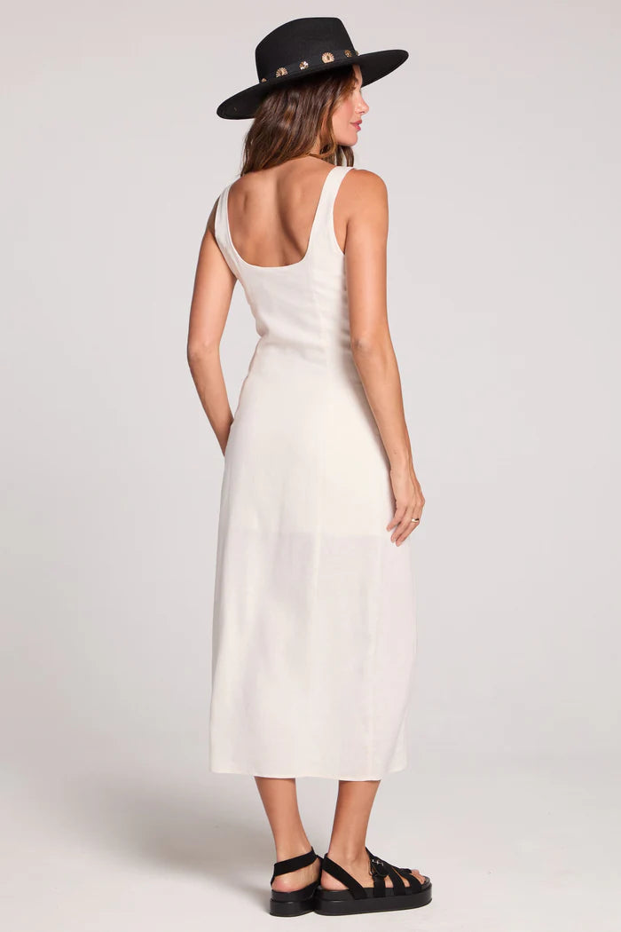 Saltwater Luxe Saltwater Luxe Women's Woven Tank Midi Dress - Ecru Ecru S Womens Long Dresses