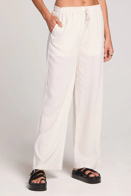 Saltwater Luxe Saltwater Luxe Women's Woven Pull On Pant - Ecru Ecru S Womens Pants and Jeans