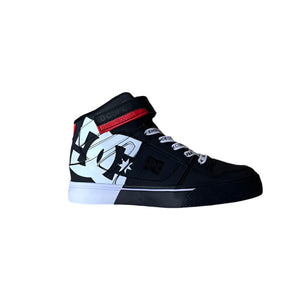 DC DC Youth Pure High-Top SE EV NS Shoes- Black/White Print Black/White Print 11 Youth Boys Skate Shoes 5T to 13T and 1 to 7 US Size
