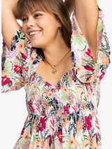 Roxy Roxy Women's Golden Dawn Dress Egret Soft Tropics XS Womens Short Dresses