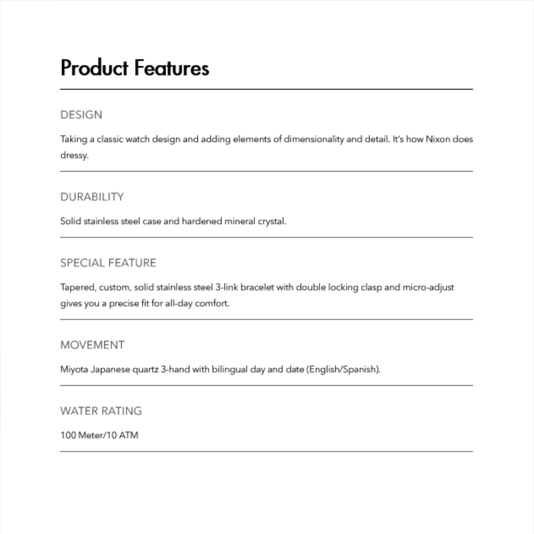 Nixon Sentry SS Mens Metal Bands Watches