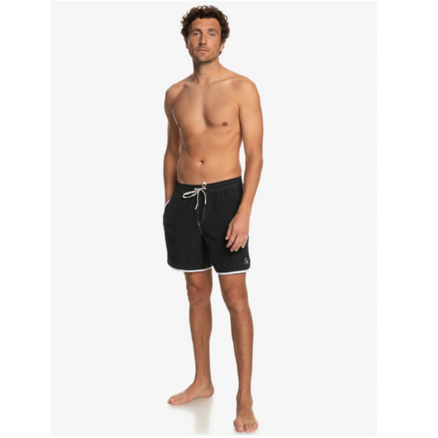 Quiksilver Quiksilver Men's Original Scalloped Volley 17NB Shorts Black S Mens Elastic Swim Trunks