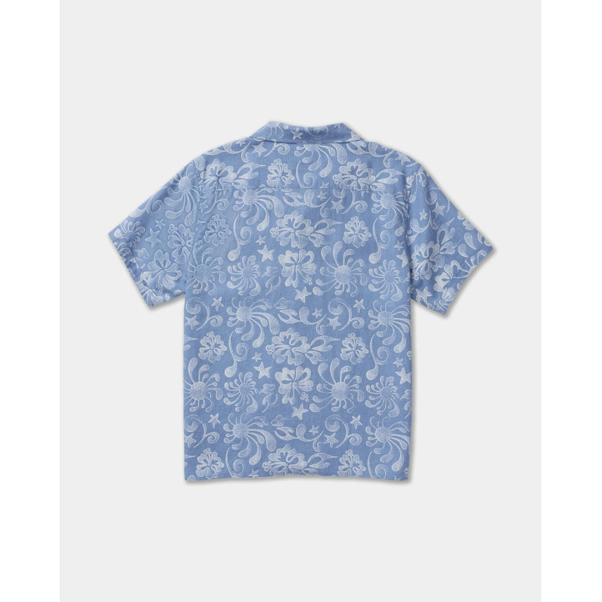 RVCA RVCA Men's Alvarez Aloha Short Sleeve Shirt - Light Blue Light Blue S Mens Button Up Short Sleeve Shirts