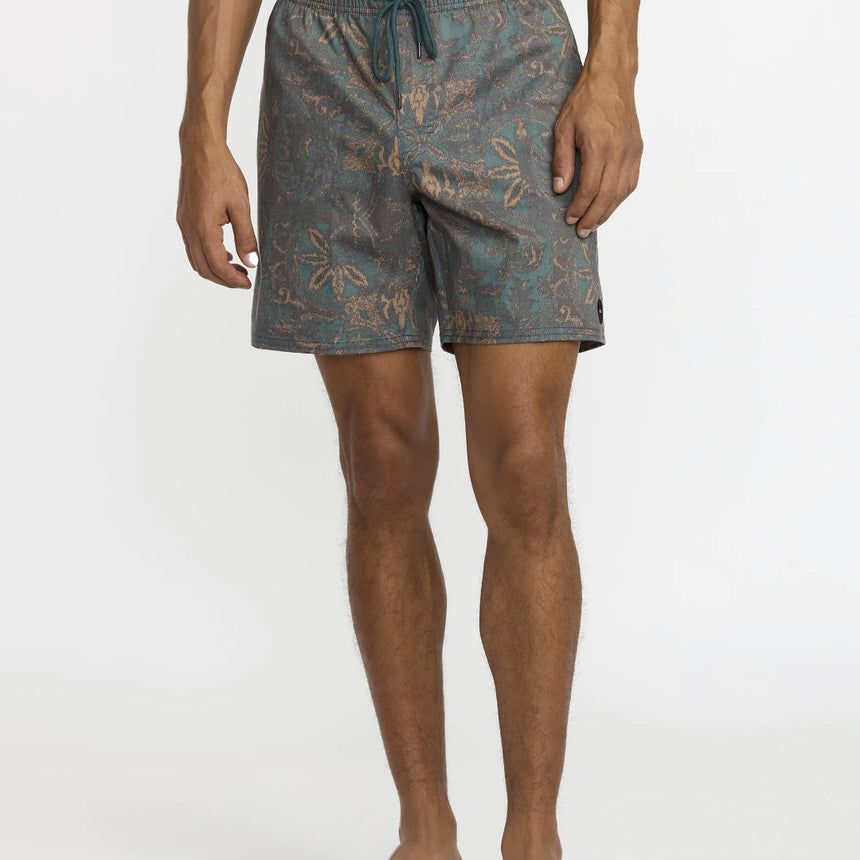 RVCA RVCA Men's Barned Elastic Shorts 17" - Hunter Green Hunter Green S Mens Elastic Swim Trunks