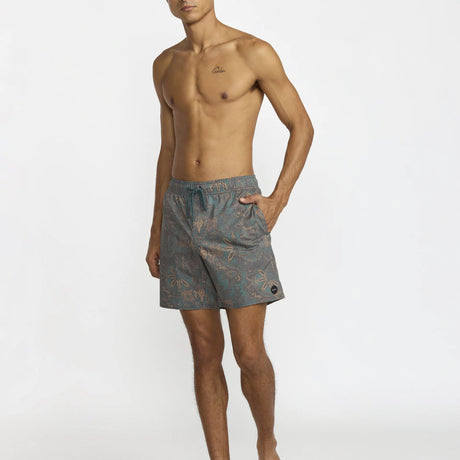 RVCA RVCA Men's Barned Elastic Shorts 17" - Hunter Green Hunter Green S Mens Elastic Swim Trunks