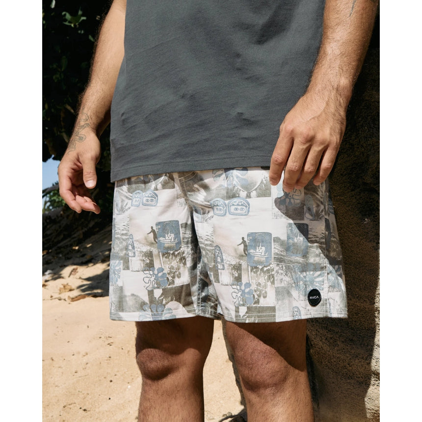 RVCA RVCA Men's Barnes Elastic Swim Short 17" - White White S Mens Elastic Casual Trunks