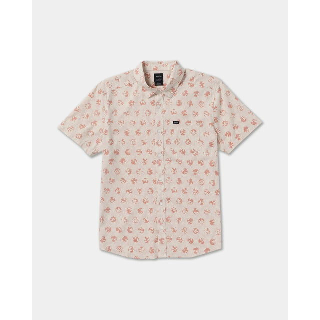 RVCA RVCA Men's Botanical Short Sleeve Shirt - Blush Blush S Mens Button Up Short Sleeve Shirts