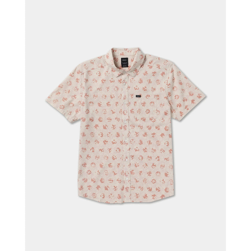 RVCA RVCA Men's Botanical Short Sleeve Shirt - Blush Blush S Mens Button Up Short Sleeve Shirts