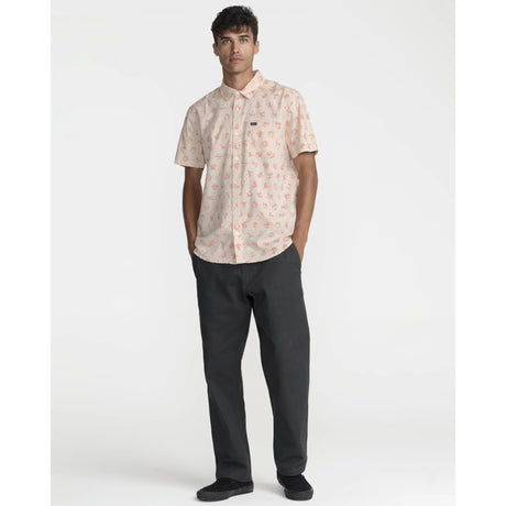 RVCA RVCA Men's Botanical Short Sleeve Shirt - Blush Blush S Mens Button Up Short Sleeve Shirts