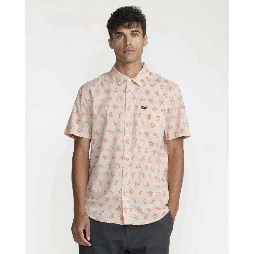 RVCA RVCA Men's Botanical Short Sleeve Shirt - Blush Blush S Mens Button Up Short Sleeve Shirts