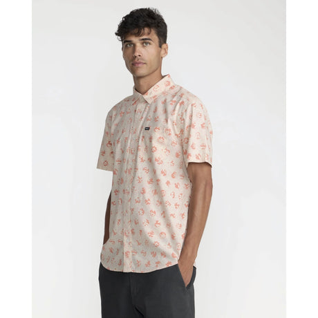 RVCA RVCA Men's Botanical Short Sleeve Shirt - Blush Blush S Mens Button Up Short Sleeve Shirts