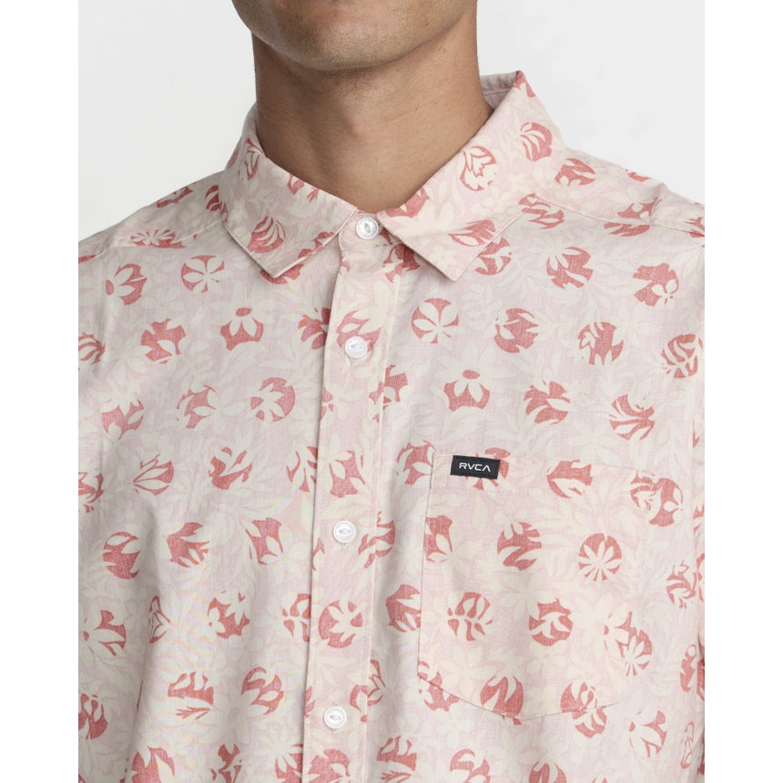 RVCA RVCA Men's Botanical Short Sleeve Shirt - Blush Blush S Mens Button Up Short Sleeve Shirts