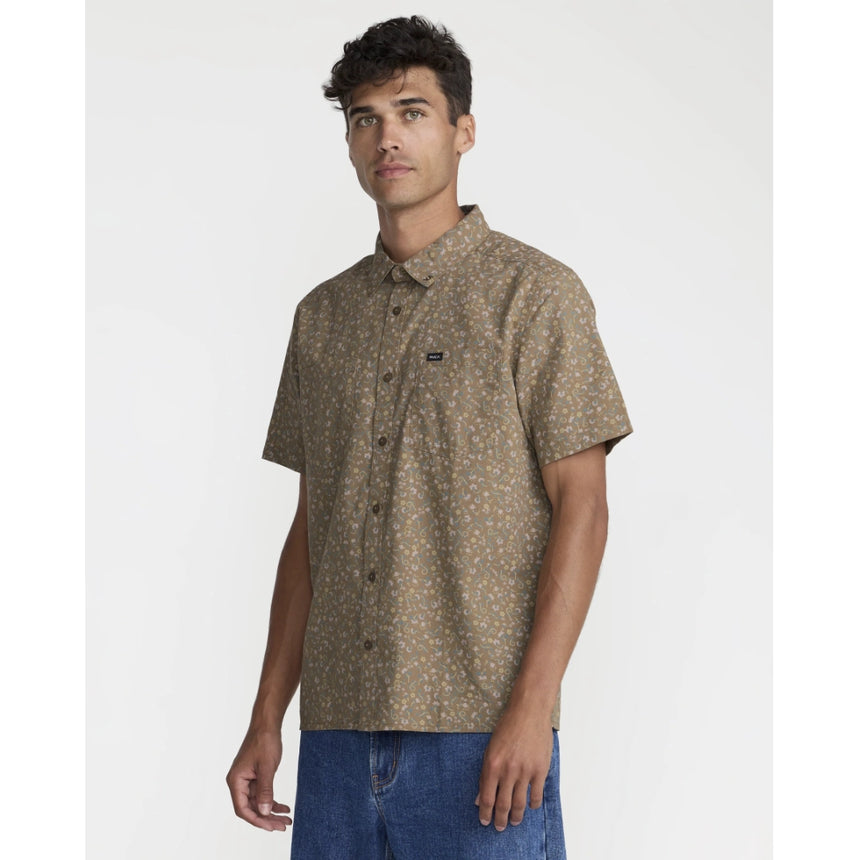RVCA RVCA Men's Breezy Short Sleeve Shirt - Coyote Coyote S Mens Button Up Short Sleeve Shirts