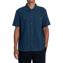 RVCA RVCA Men's Day Shift Solid Short Sleeve Petrol Blue S Mens Button Up Short Sleeve Shirts