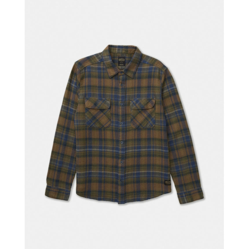 RVCA RVCA Men's Dayshift Flannel Long Sleeve - Olive Olive S Mens Button Up Long Sleeve Shirts