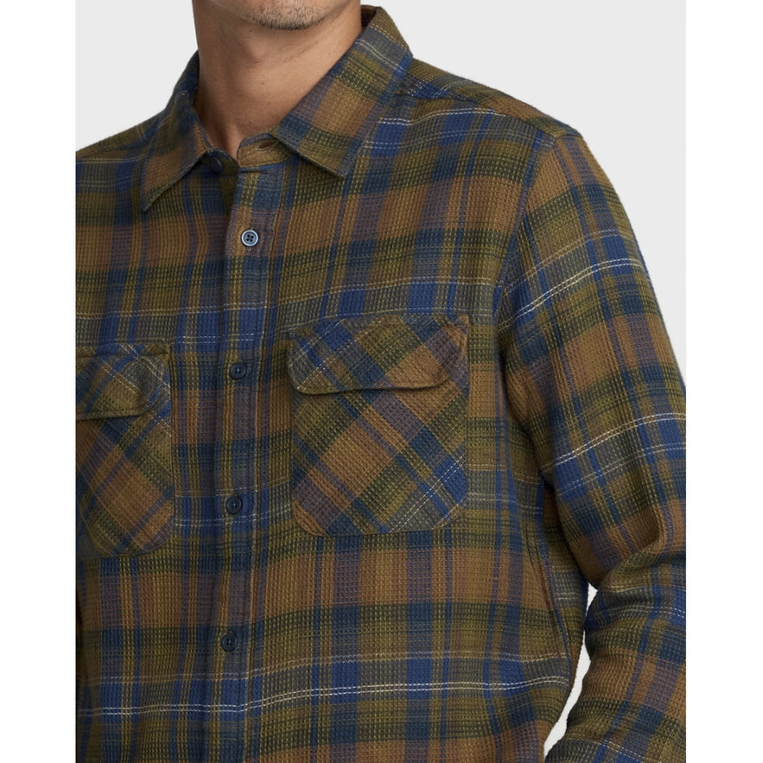 RVCA RVCA Men's Dayshift Flannel Long Sleeve - Olive Olive S Mens Button Up Long Sleeve Shirts