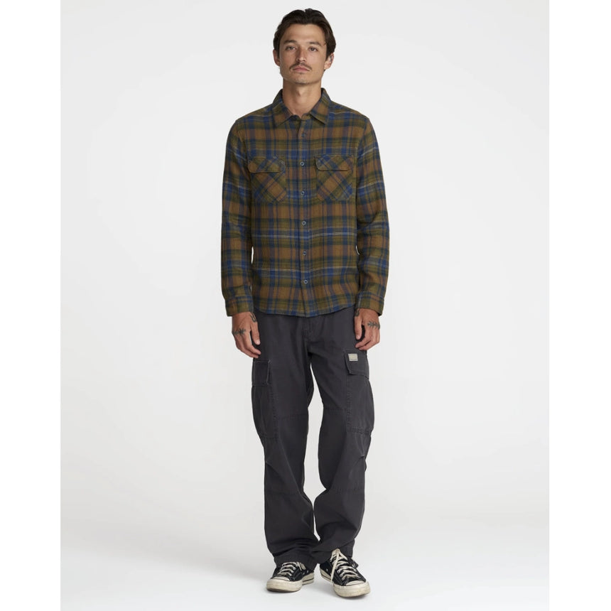 RVCA RVCA Men's Dayshift Flannel Long Sleeve - Olive Olive S Mens Button Up Long Sleeve Shirts