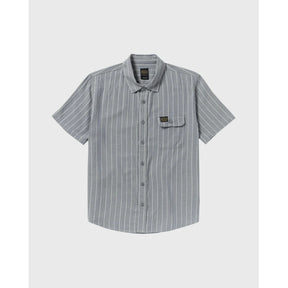 RVCA RVCA Men's Dayshift Stripe II Short Sleeve Shirt - Chambray Chambray S Mens Button Up Short Sleeve Shirts