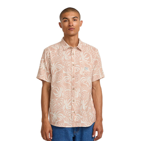 RVCA RVCA Men's Exotica Short Sleeve Button Up Shirt Pale Mauve M Mens Button Up Short Sleeve Shirts