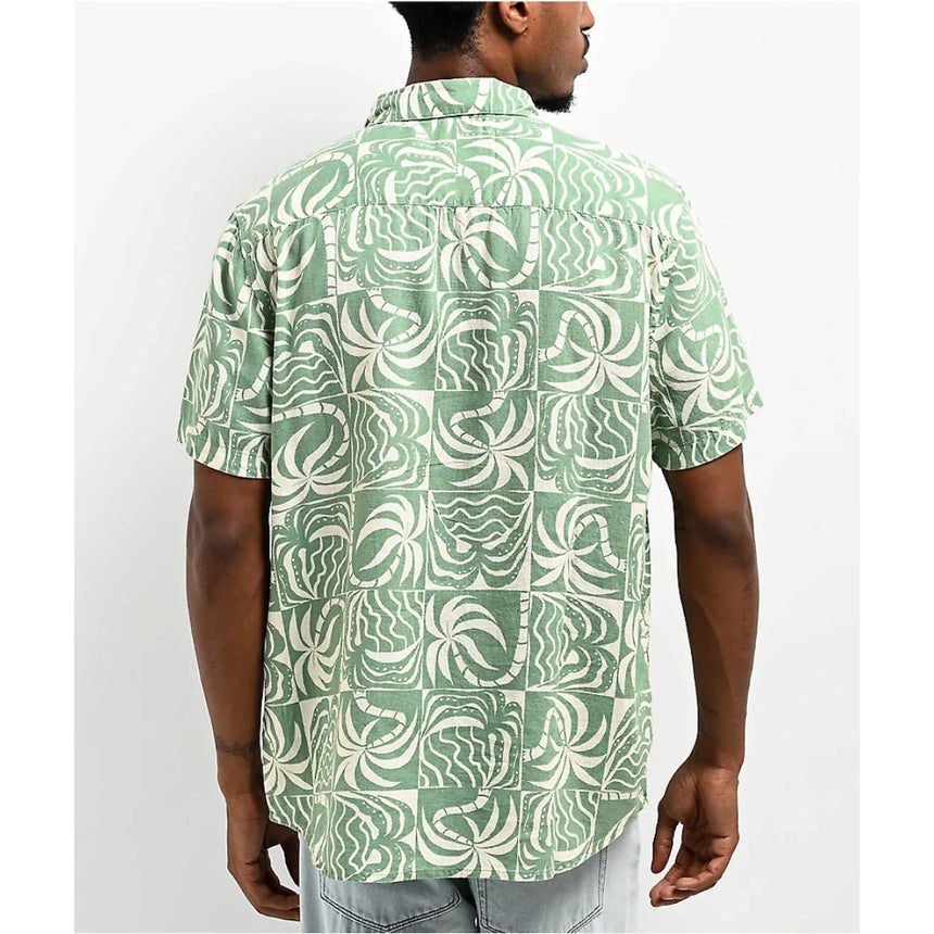 RVCA RVCA Men's Exotica Short Sleeve Button Up Shirt Pale Mauve M Mens Button Up Short Sleeve Shirts