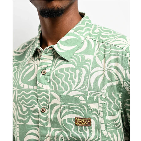 RVCA RVCA Men's Exotica Short Sleeve Button Up Shirt Pale Mauve M Mens Button Up Short Sleeve Shirts