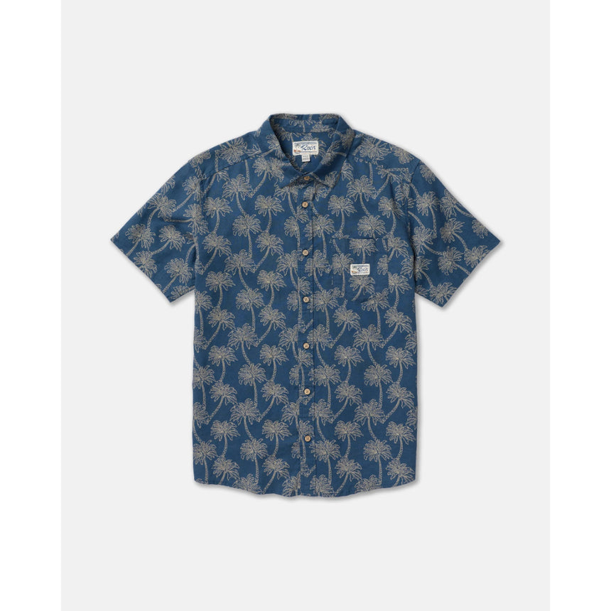 RVCA RVCA Men's Exotica Short Sleeve Shirt - Dark Denim Dark Denim S Mens Button Up Short Sleeve Shirts