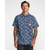 RVCA RVCA Men's Exotica Short Sleeve Shirt - Dark Denim Dark Denim S Mens Button Up Short Sleeve Shirts