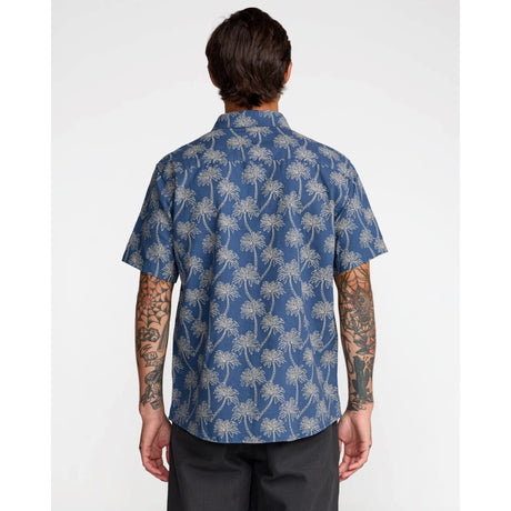 RVCA RVCA Men's Exotica Short Sleeve Shirt - Dark Denim Dark Denim S Mens Button Up Short Sleeve Shirts